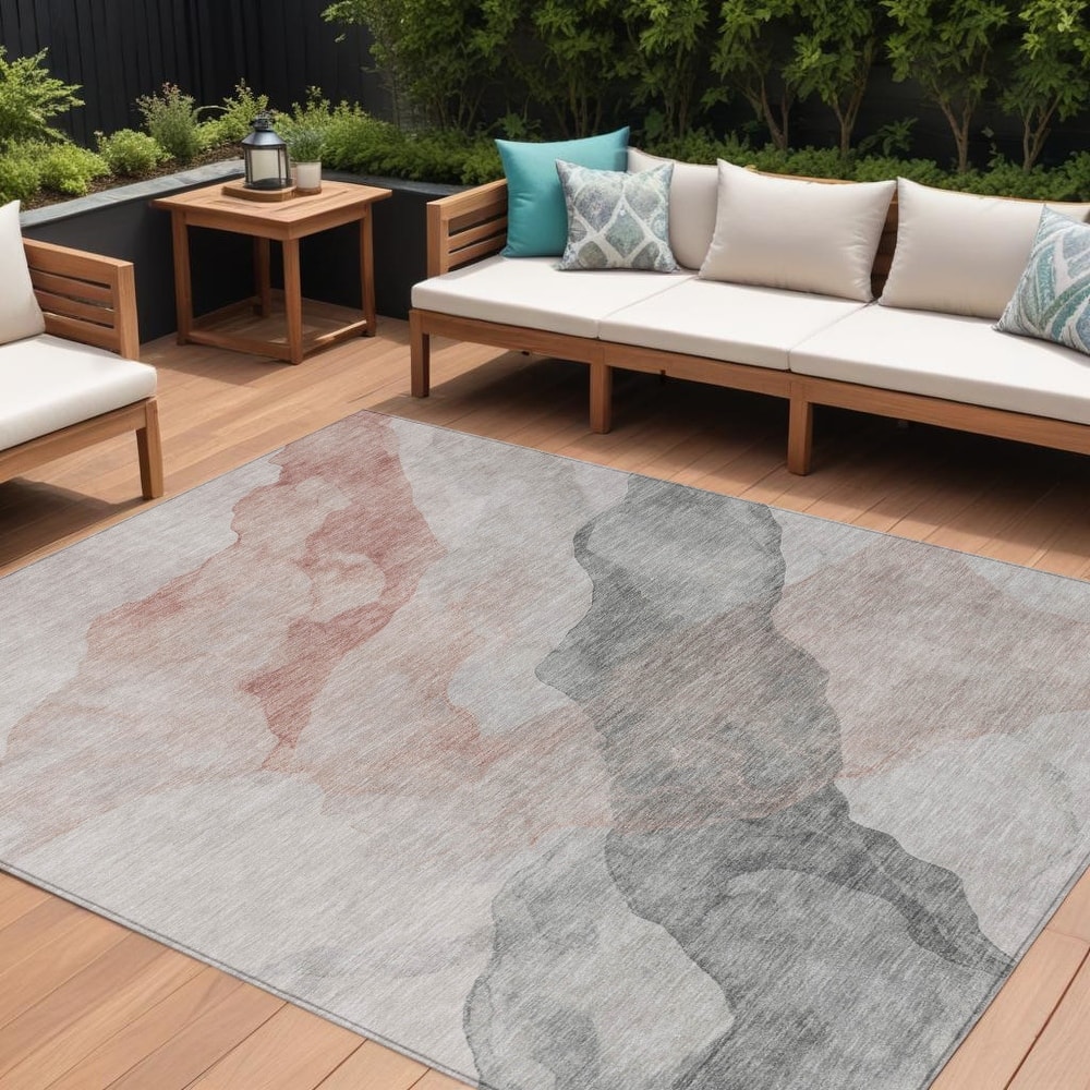HomeRoots Abstract Transitional Rectangle Outdoor Rug