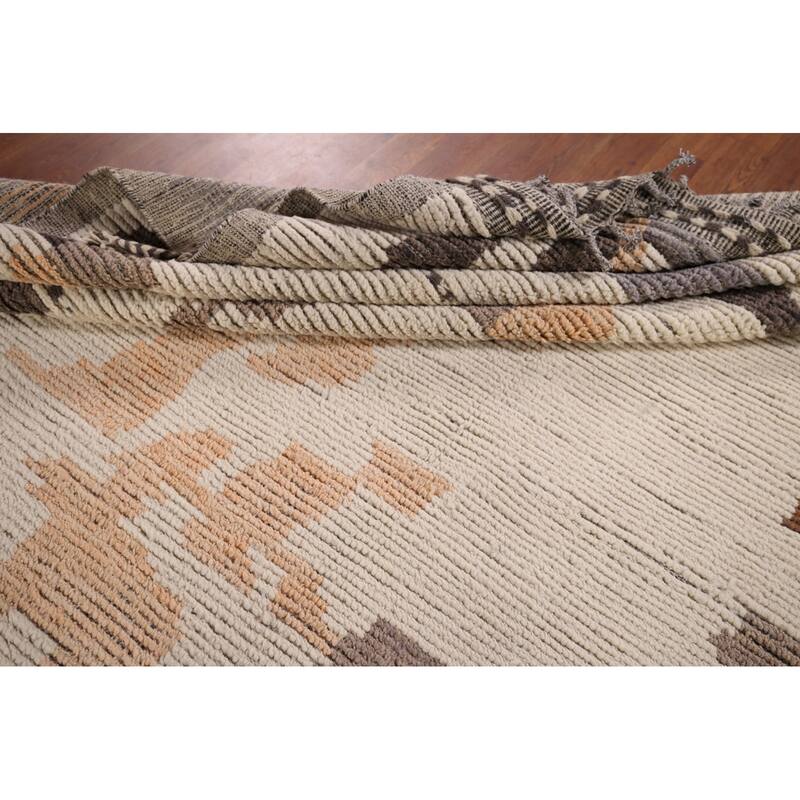 Modern Moroccan Abstract Area Rug Handmade Wool Carpet - 8'10"x 12'7"