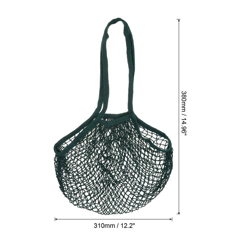 Cotton Mesh Bag, 14.96x12.2" Long Handle Mesh Net String Grocery Bags