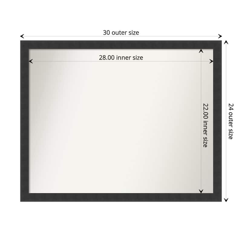 Non-Beveled Wood Bathroom Wall Mirror - Mezzanotte Frame - Mezzanotte Black - 30 x 24 in
