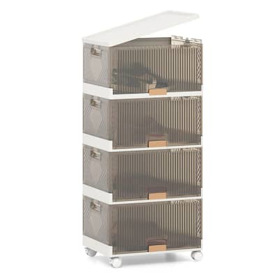 Costway 4-Cube Stackable Storage Bins with Detachable Wheels 13.5Gal - See Details