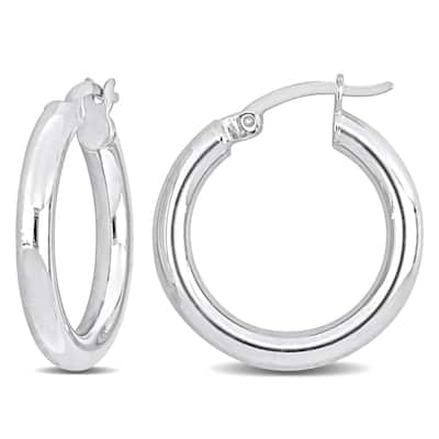 Miadora Sterling Silver 20mm Round Hoop Earrings