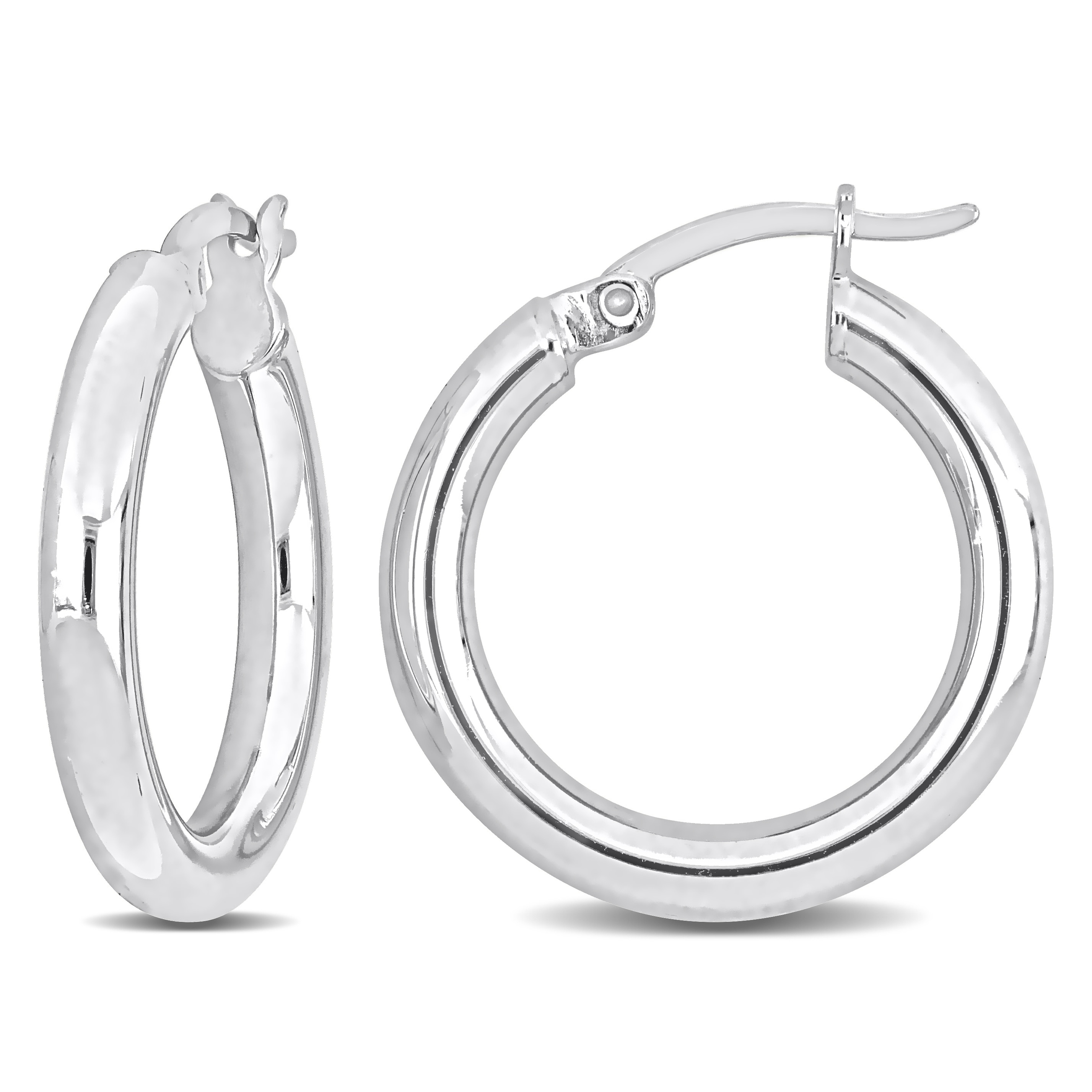 Miadora Sterling Silver 20mm Round Hoop Earrings