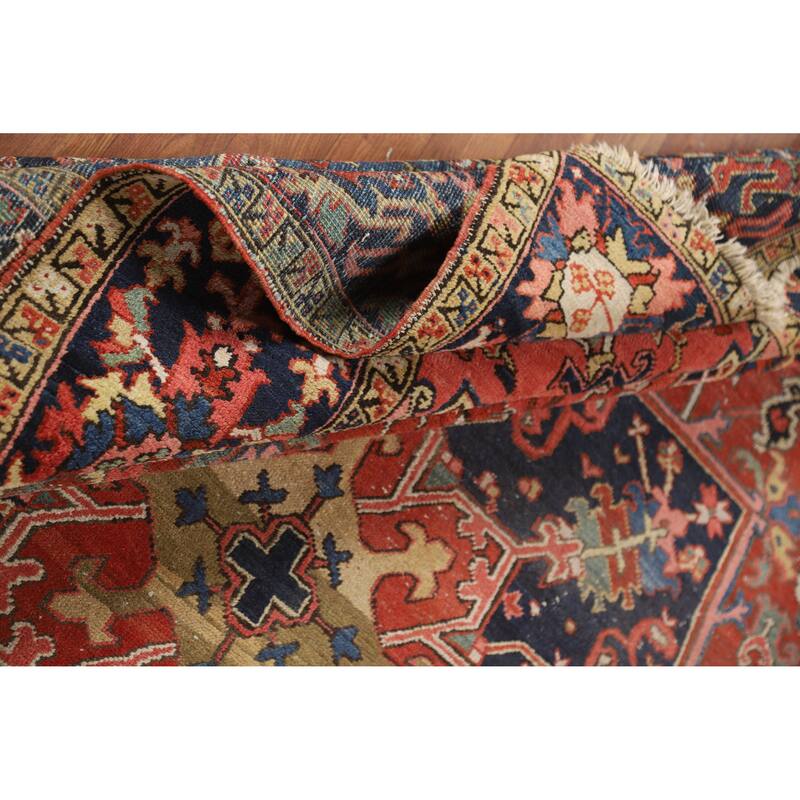 Vegetable Dye Heriz Serapi Persian Antique Rug Handmade Wool Carpet - 7'8" x 10'7"
