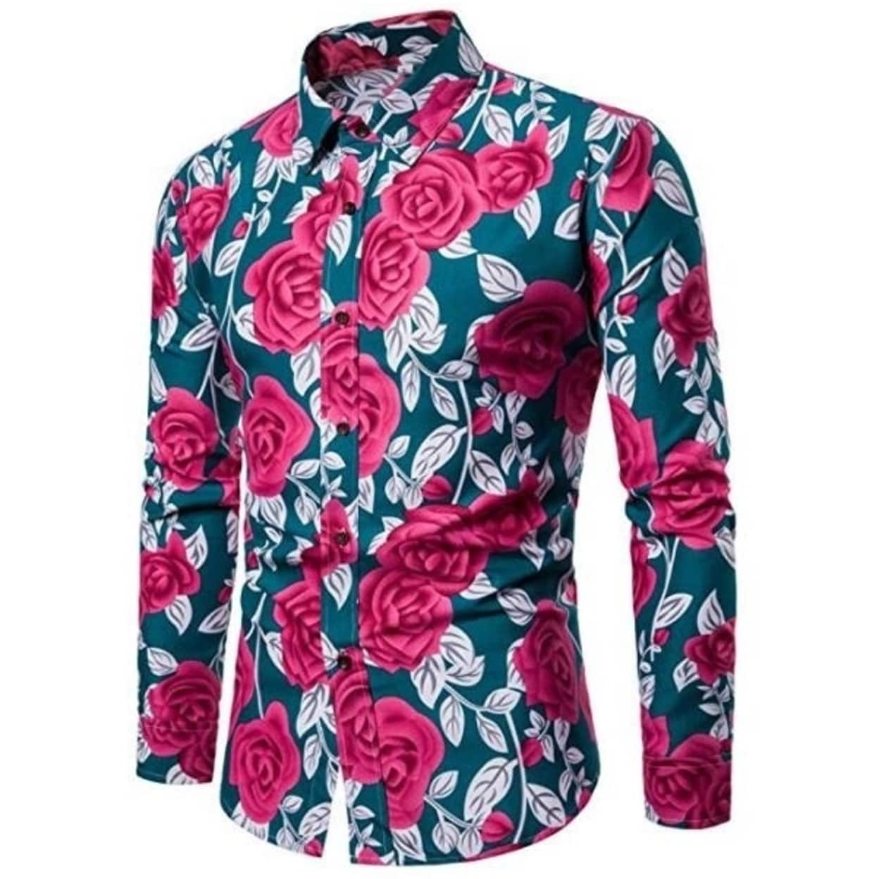 Mens Shirt Long Sleeve Floral Printed Slim Fit Button Down Stylish Dress Shirts Overstock 31154778 Not your basic white long sleeve shirts or cotton long sleeve shirts. mens shirt long sleeve floral printed slim fit button down stylish dress shirts