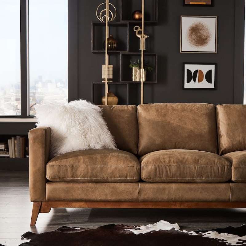 Roma Tan Leather Sofa by iNSPIRE Q Modern