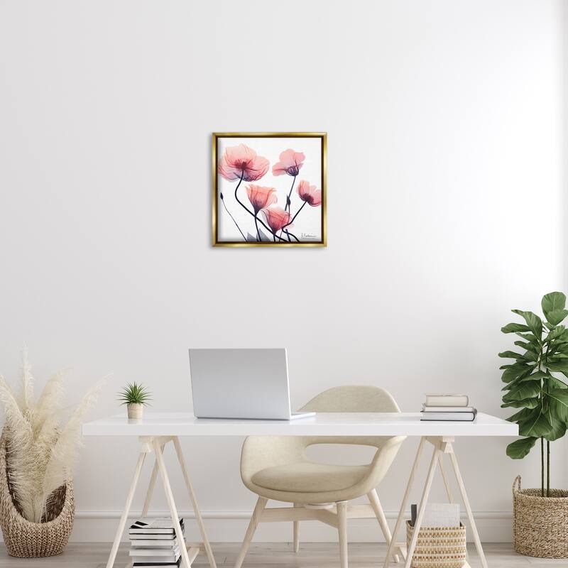 Stupell Pink Chic Simple Flowers Framed Floater Canvas Wall Art Design By Albert Koetsier
