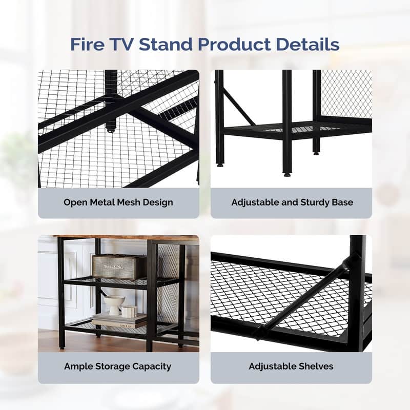 Farmhouse Industrial Style 58'' TV Stand For Tvs Up To 70'' With Electric Fireplace