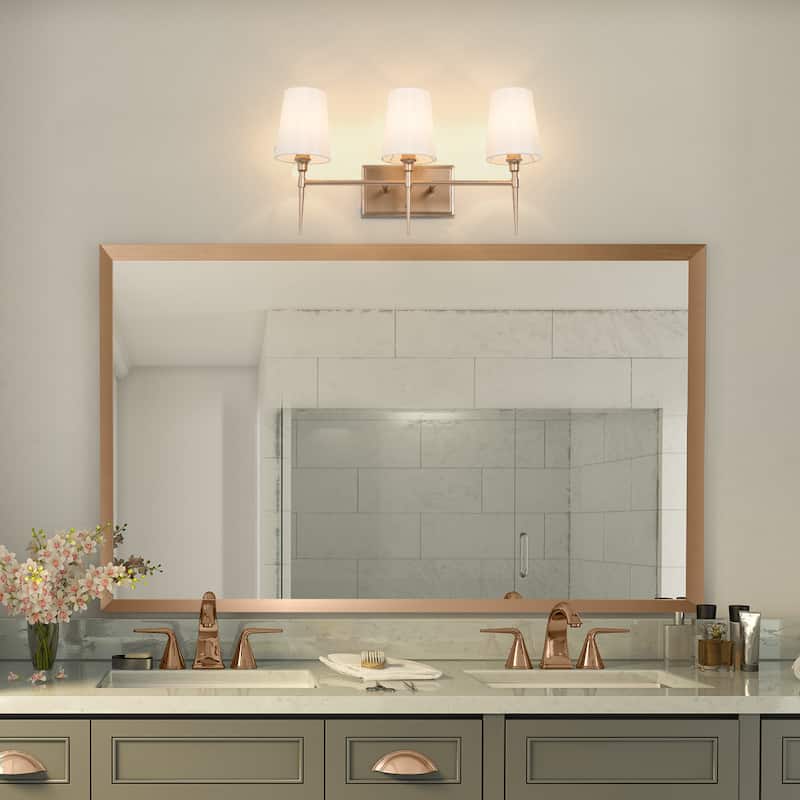Modern 3-Light Gold Bathroom Vanity Light Fabric Wall Sconces