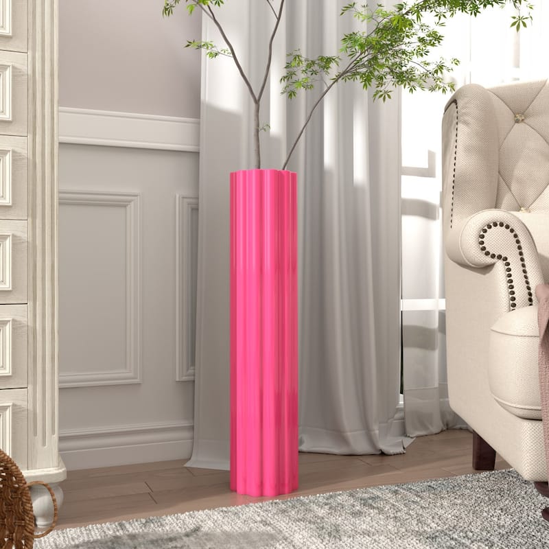 Modern Handmade Pink Ceramic Tall Floor Vase