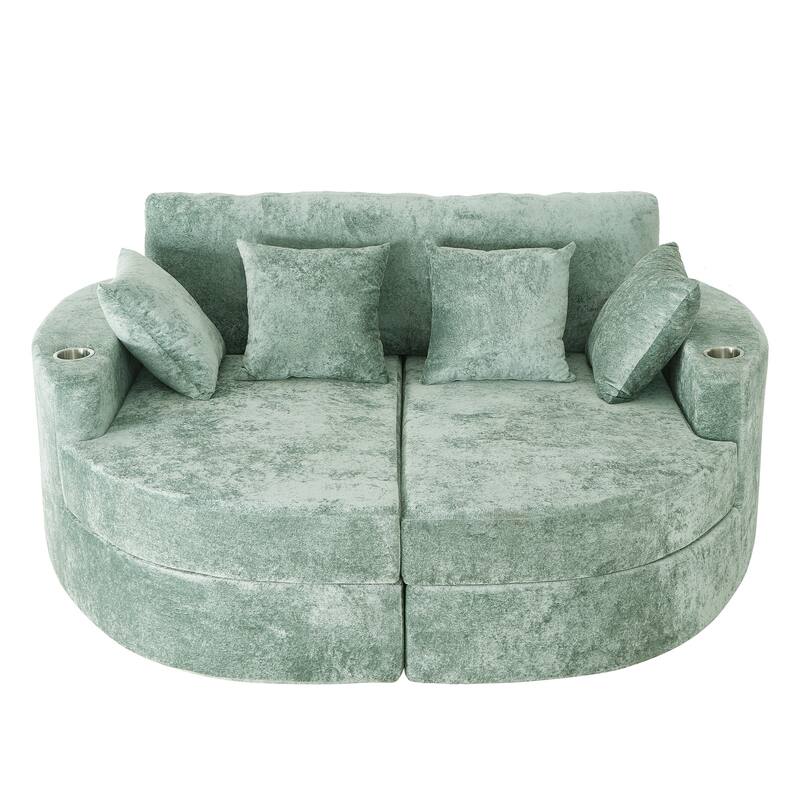 Ultra-Plush Dual-Chaise Sofa Bed with Cup Holders by Harper&Bright Designs