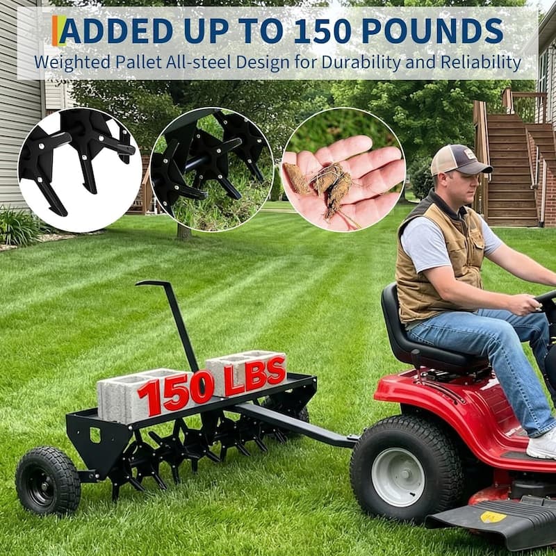48 in Tow Behind Core Aerator, Pull Behind Plug Aerator for Grass Yard Clay Soil