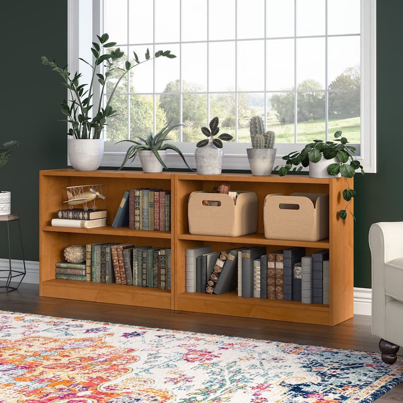 Universal Small 2 Shelf Bookcase Storage - Set of 2 by Bush Furniture. - Natural Cherry