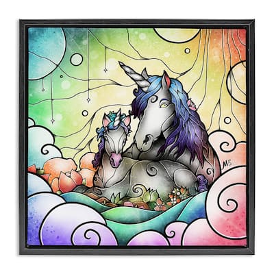 Stupell Deco Style Unicorns Framed Floater Canvas Wall Art Design By Mandie Manzano