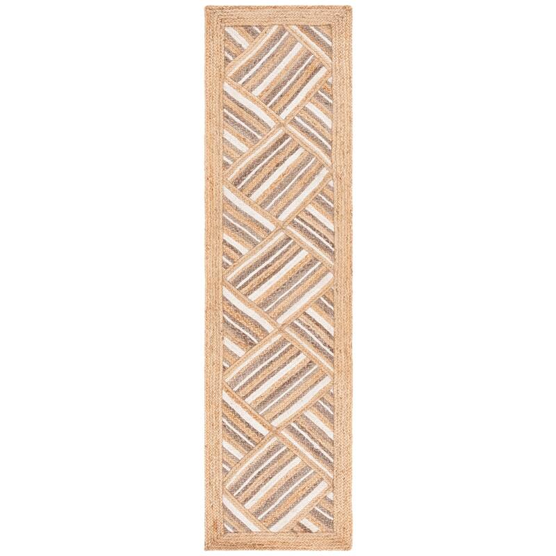 SAFAVIEH Natural Fiber Bernardine Casual Jute Rug - 2'3" x 9' Runner - Natural/Grey