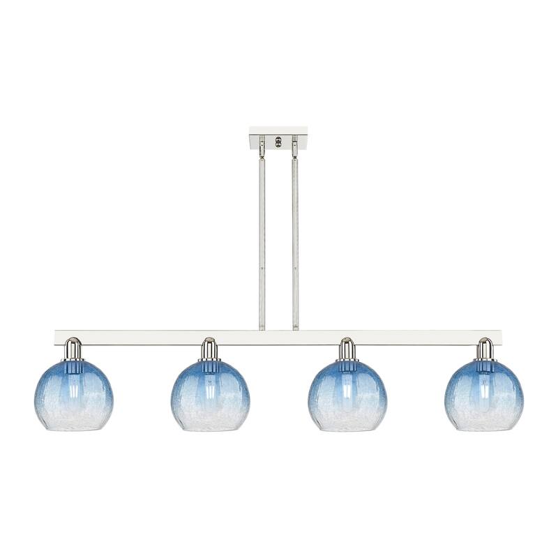 Innovations Lighting 716-4I-12-48 Brookhaven Globe Linear Brookhaven - Polished Nickel / Sapphire Blue
