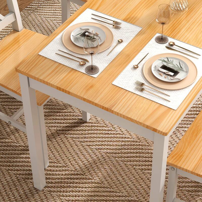 Dining Table Set of 4, Kitchen Table with 2 Chairs 1 bench
