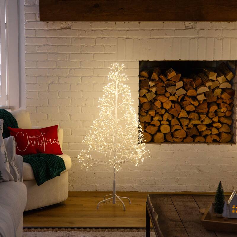 4-ft Pre-Lit Artificial White Starburst Tree with 800 Lights