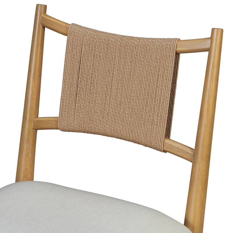 Christopher Knight Home - Mid-Century Set of 2 Upholstered Dining Chair with Woven Paper Rope Back
