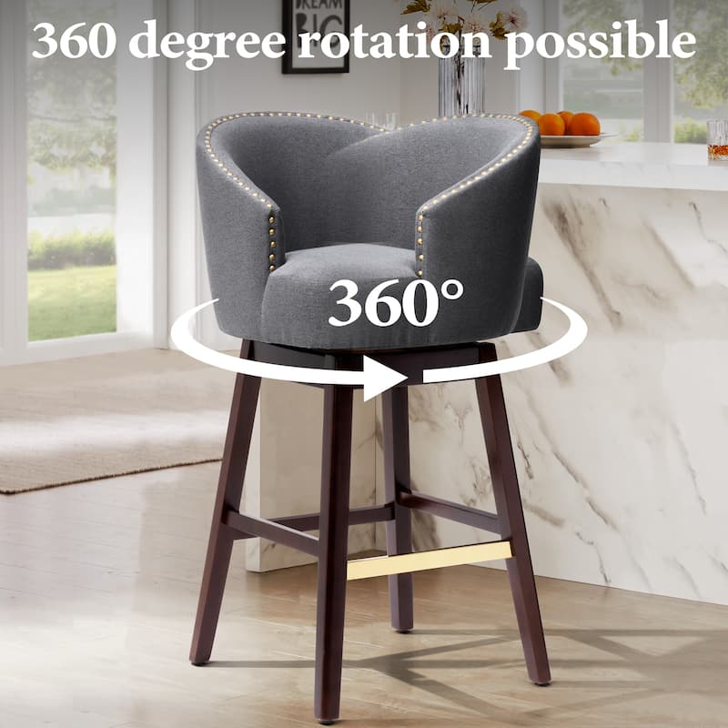 Pellebant 26.4''/31.9"H Height Solid Wood Swivel Indoor Bar Stools