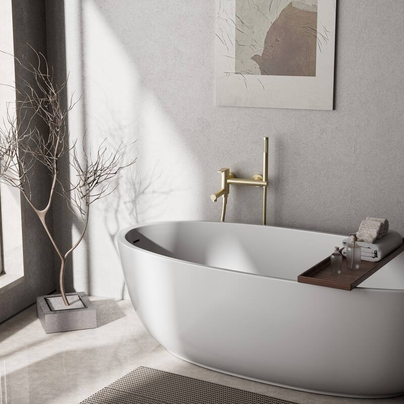 Modland Wall-Mounted Bathtub Faucet with Hand Shower, NSF Certified, 1.59GPM Flow, 90 Rotatable, Gold/Black