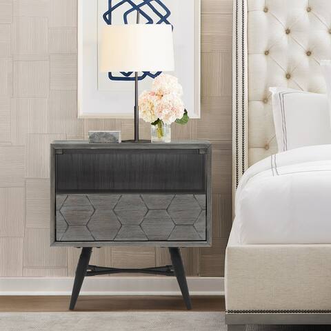 Makena 1 Drawer Night Stand in Grey Acacia Wood