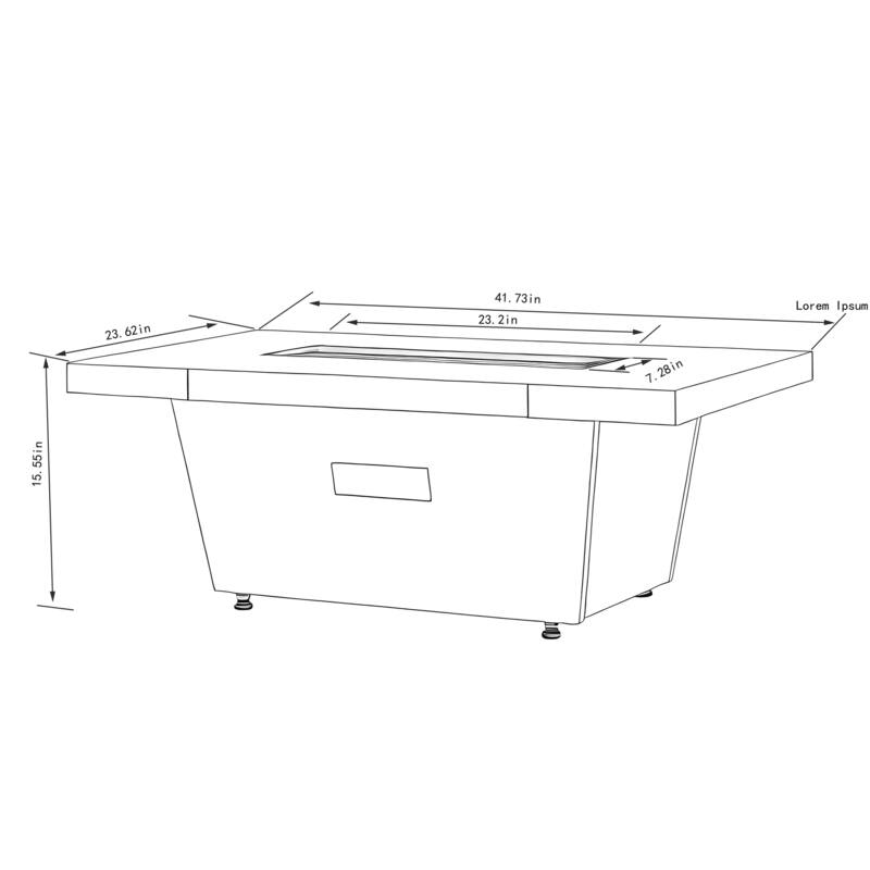 Rossetta Modern 42" Concrete Textured Gas Fire Pit, Outdoor Patio Table