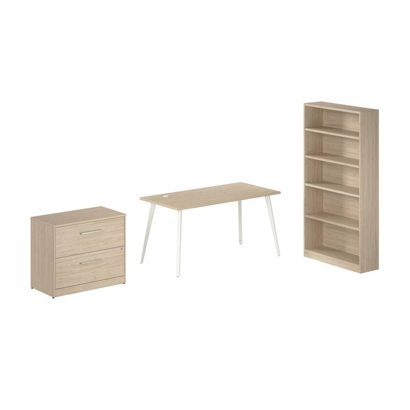 Bush Business Furniture Vista 60W Desk with File Cabinet, Bookcase