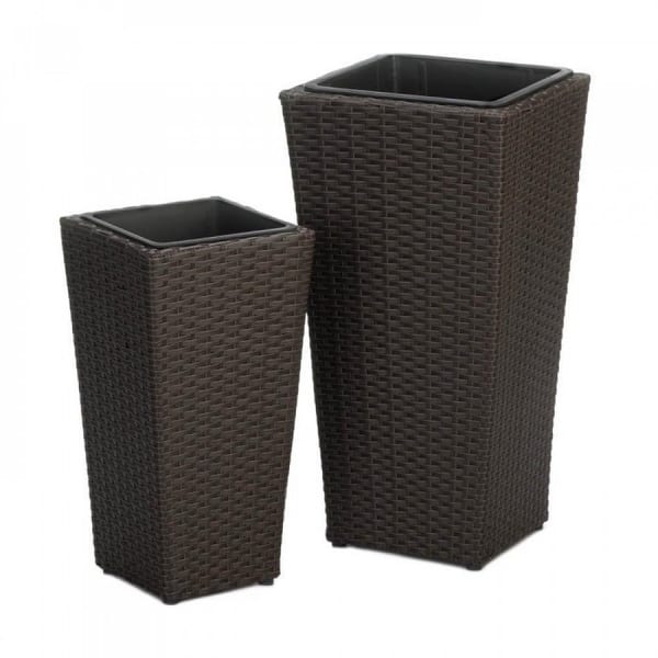 Tuscany Wicker Tall Planters Overstock 25581130