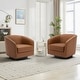 preview thumbnail 6 of 122, UIXE 360° Swivel Barrel Accent Chair Armchair For Living Room Set of 2 - Brown-Leather 2Set