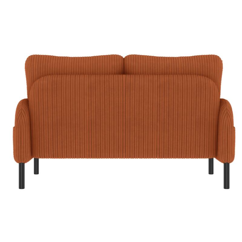 Small Corduroy Upholstered Loveseat Sofa, Lounge Sofa Chair with Double Side Pockets, High-Density Sponge 2 Seater Sofa