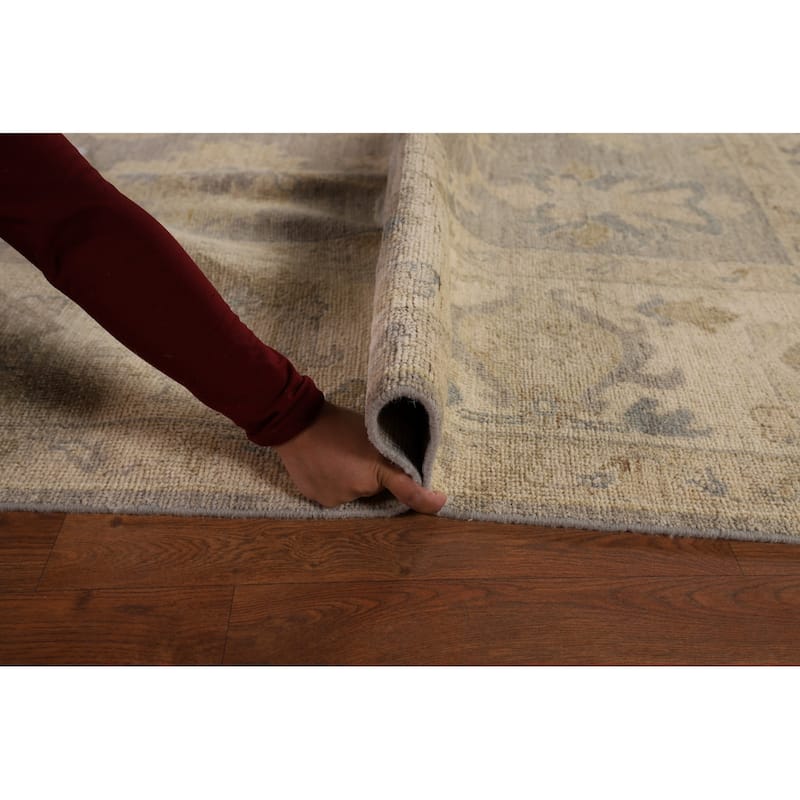 Vegetable Dye Gray Oushak Turkish Area Rug Hand-Knotted Wool Carpet - 9'4" x 12'4"