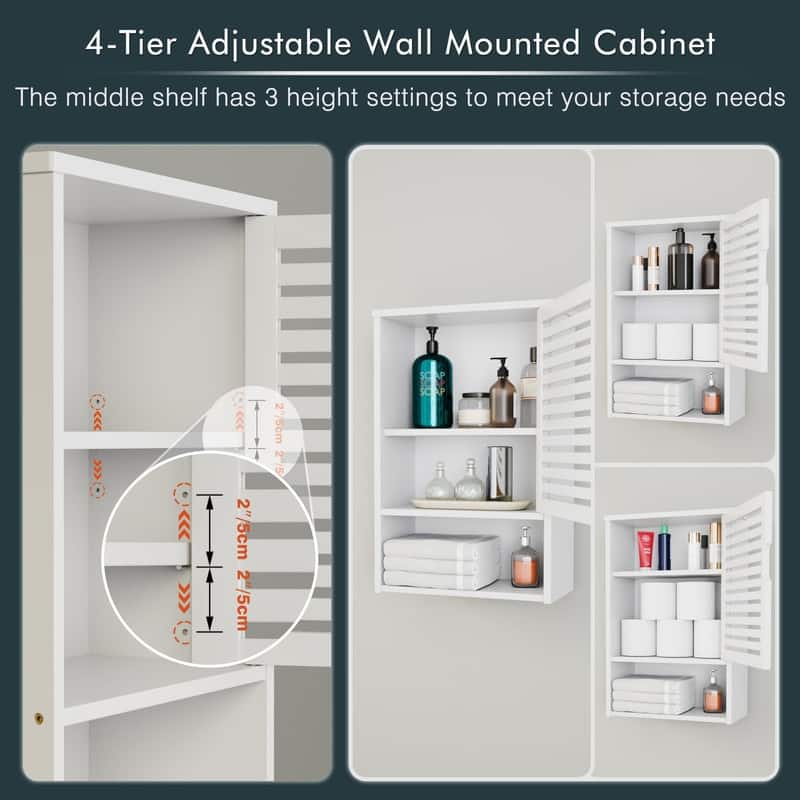 Bathroom Storage Cabinet Wall Mounted - 7.87"D x 15.75"W x 23.62"H