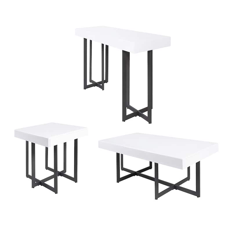Granala Contemporary Steel 3-Piece Storage Coffee Table Set by Furniture of America