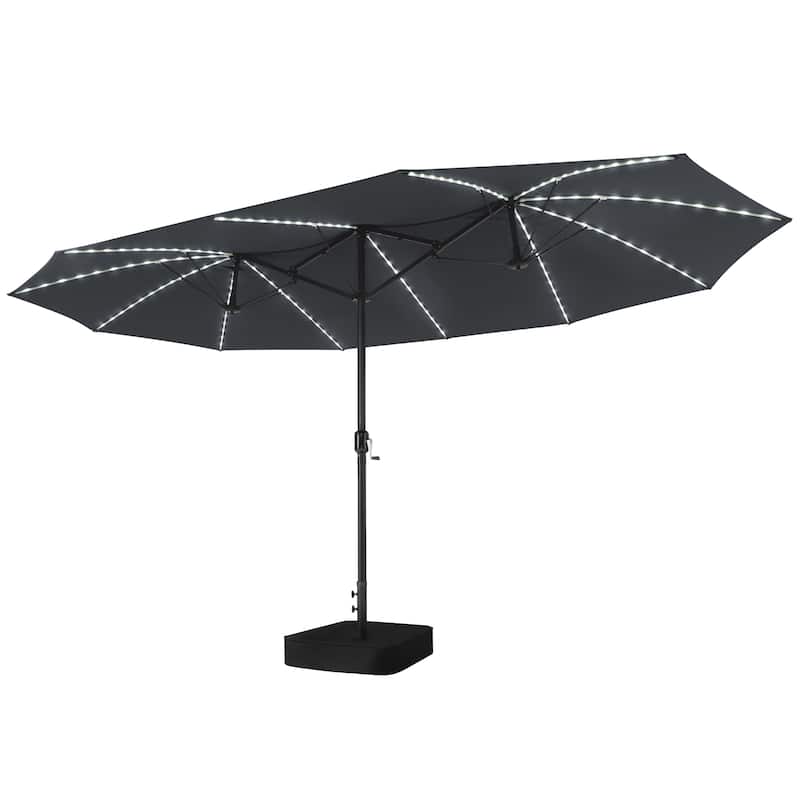 Crestlive Products 15ft Double-sided Patio Umbrella Solar LED Lighted Outdoor Market Umbrella
