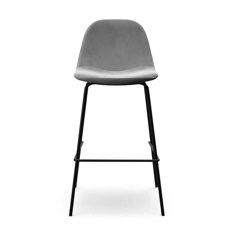 Maxine Velvet Counter Height Stools Black Legs (Set of 2)