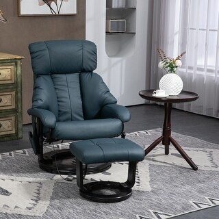 PU Leather Massage Recliner Chair with Footstool, 360° Swivel, and ...