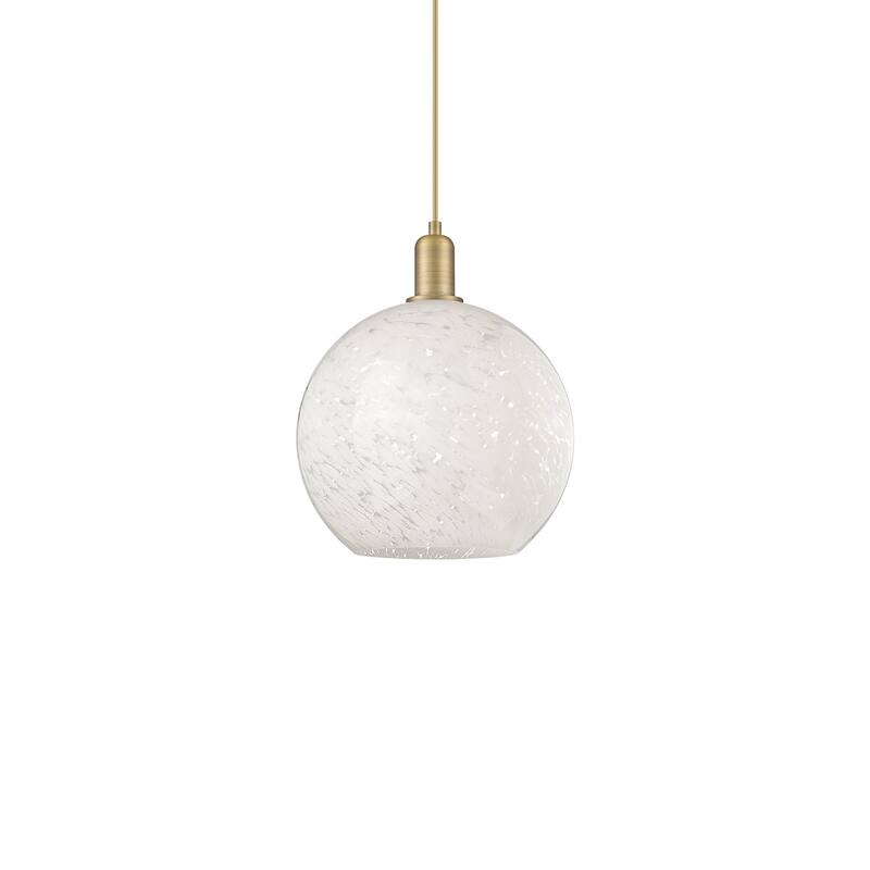 Innovations Lighting 716-1P-15-12 White Mouchette Pendant White - Brushed Brass / White Mouchette