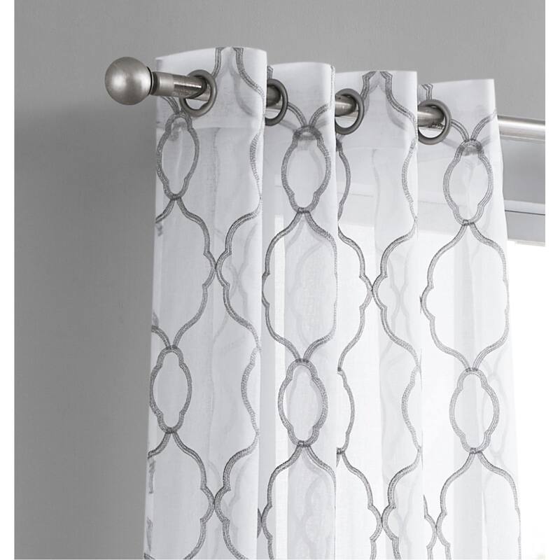 Dainty Home Springfield 3D Embroidered Lurex Grommet Single Panel Extra Wide Curtains - 54" x 84"