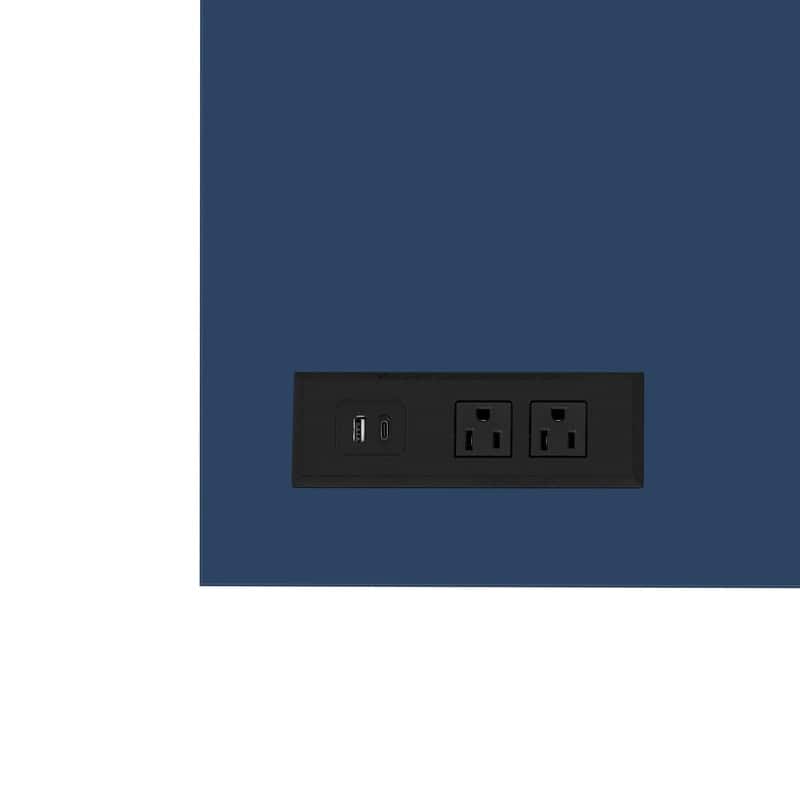 Farmhouse 55.1" Sideboard with Sliding Barn Doors and Storage Drawers, Wood Buffet Table with Power Outlet