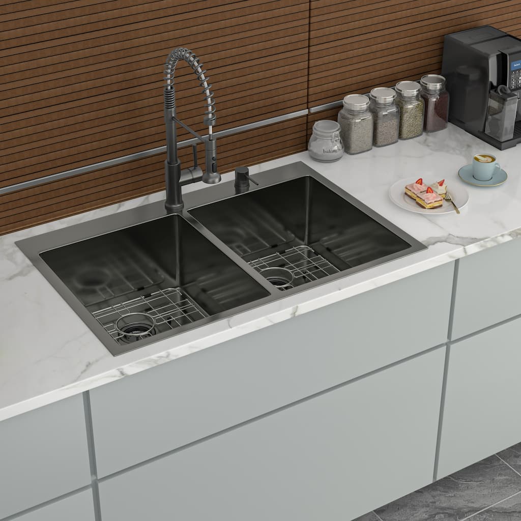 Double Bowl Kitchen Sink 16 Gauge with Two 10" Deep Basin