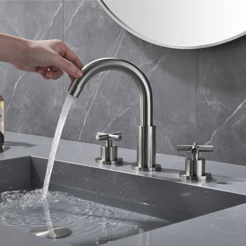 8.2"H Solid Brass Widespread 2-handle Bathroom Sink Faucet