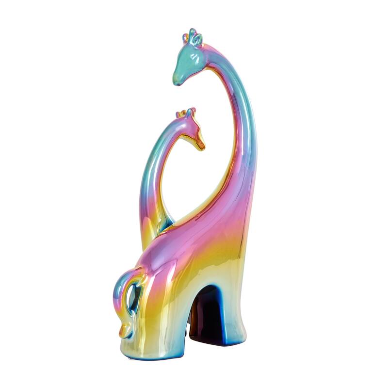 Silver or Multi Colored Ceramic Giraffe Sculpture