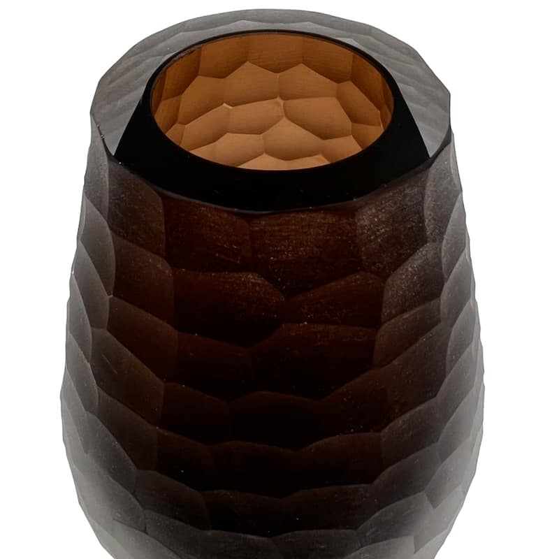 6" High Premium Contemporary Glass Vase for Flowers in Brown