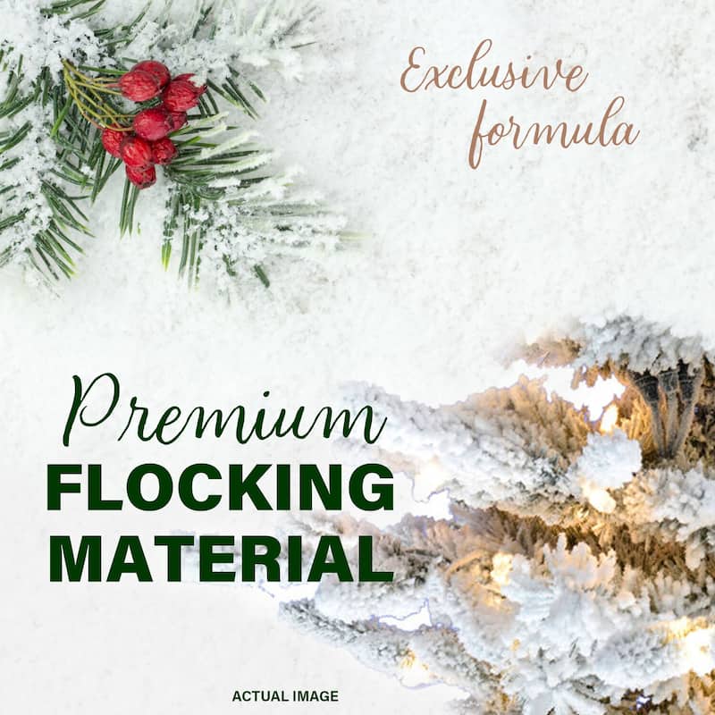 Fraser Hill Farm Platic/Metal 7.5-foot Flocked Mountain Pine