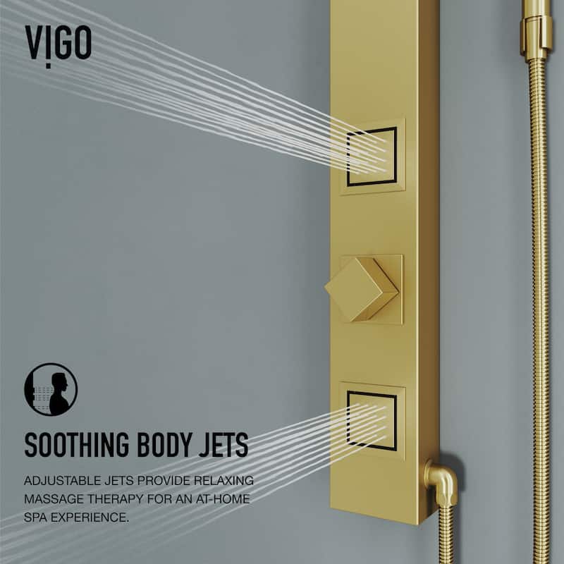 VIGO Orchid 39" H x 4" W 2-Jet Retro Shower Panel with Square Shower Head