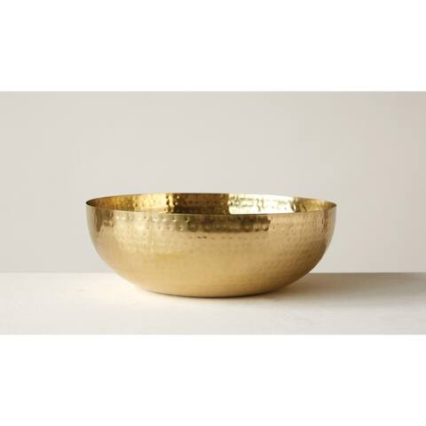 Round Hammered Metal Bowl with Gold Finish