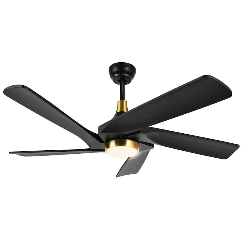 Moasis 52" Modern Remote Control Ceiling Fan with Lights and 5 Solid Wood Blades