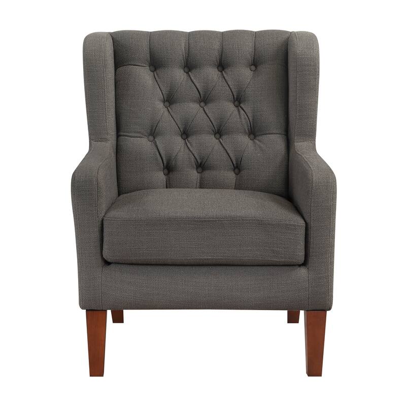 Clark 30" Modern & Contemporary Textured Fabric Button-Tufted Wing Back Accent Chair