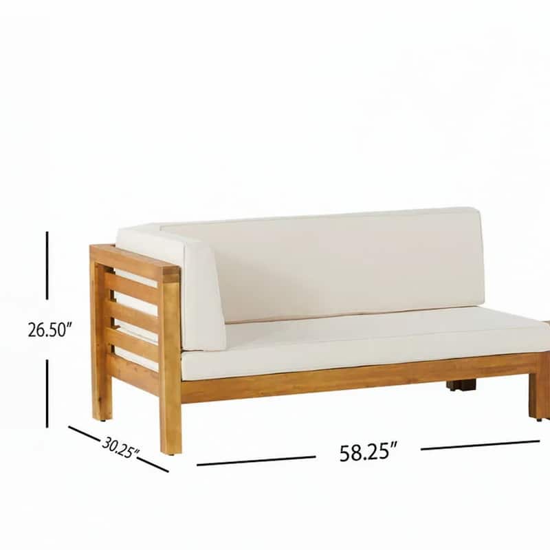 Outdoor WOODEN SECTIONAL SET WITH CUSHIONS, BEIGE